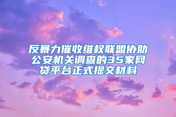 反暴力催收维权联盟协助公安机关调查的35家网贷平台正式提交材料