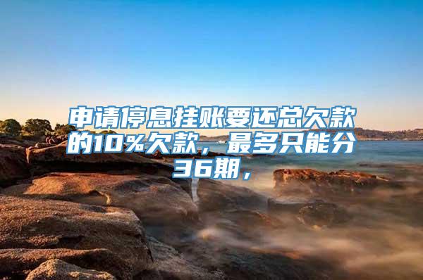 申请停息挂账要还总欠款的10%欠款，最多只能分36期，