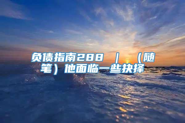 负债指南288 ｜ （随笔）他面临一些抉择