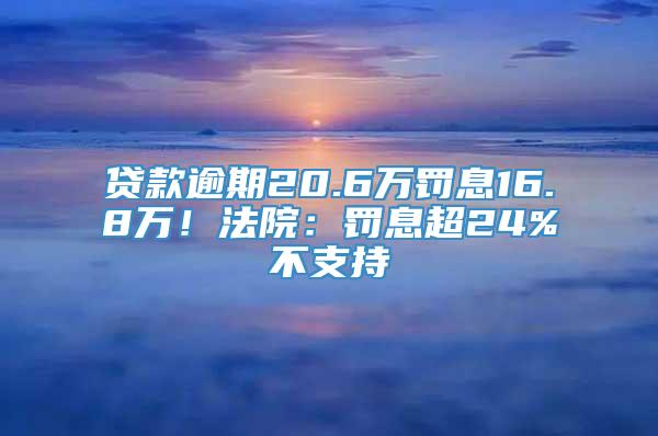 贷款逾期20.6万罚息16.8万！法院：罚息超24%不支持