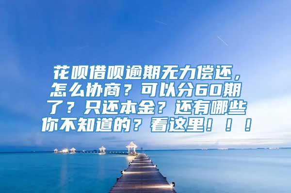 花呗借呗逾期无力偿还，怎么协商？可以分60期了？只还本金？还有哪些你不知道的？看这里！！！