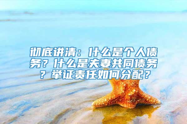 彻底讲清：什么是个人债务？什么是夫妻共同债务？举证责任如何分配？