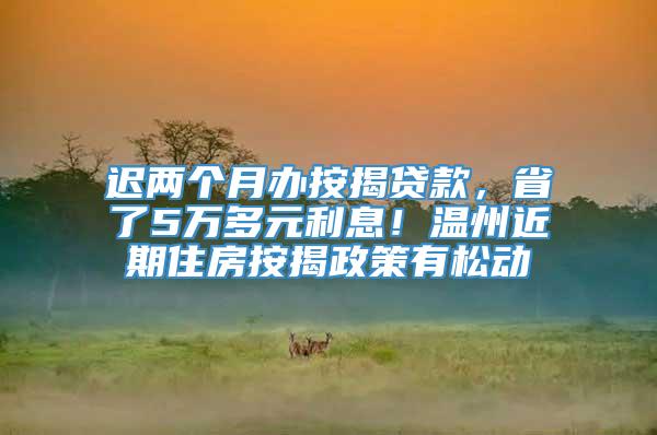 迟两个月办按揭贷款，省了5万多元利息！温州近期住房按揭政策有松动