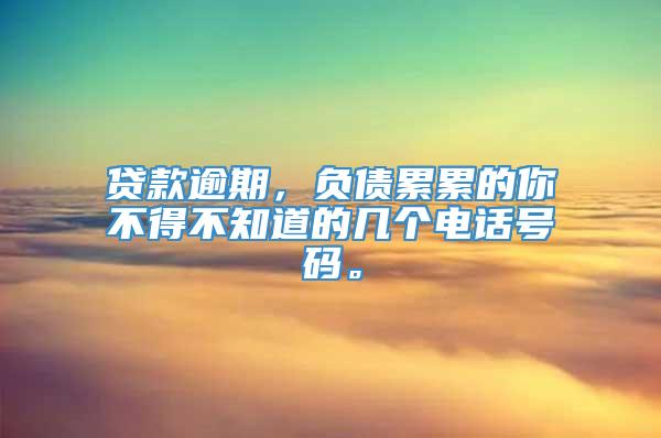 贷款逾期，负债累累的你不得不知道的几个电话号码。