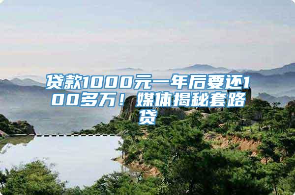 贷款1000元一年后要还100多万！媒体揭秘套路贷