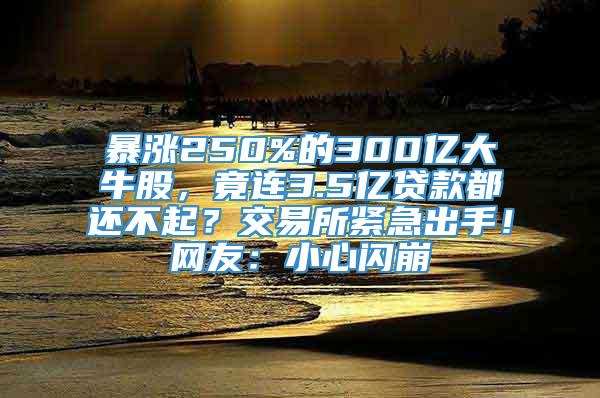 暴涨250%的300亿大牛股，竟连3.5亿贷款都还不起？交易所紧急出手！网友：小心闪崩