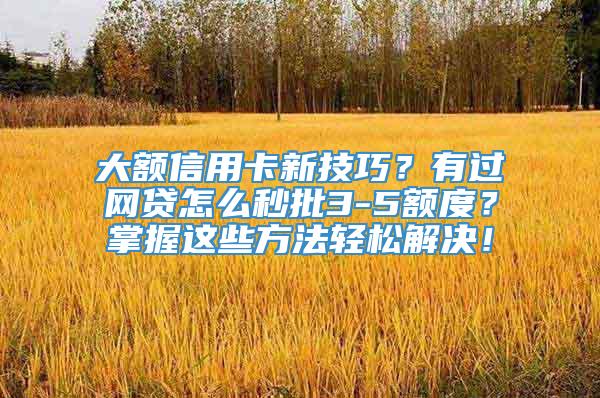 大额信用卡新技巧？有过网贷怎么秒批3-5额度？掌握这些方法轻松解决！