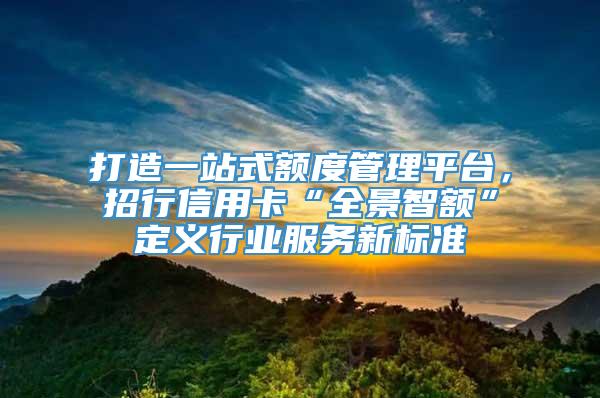 打造一站式额度管理平台，招行信用卡“全景智额”定义行业服务新标准