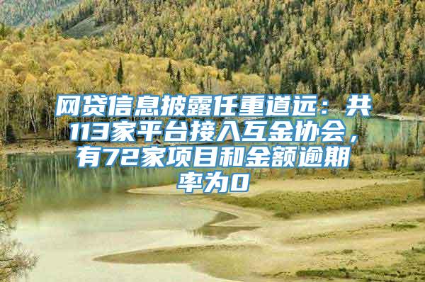 网贷信息披露任重道远：共113家平台接入互金协会，有72家项目和金额逾期率为0