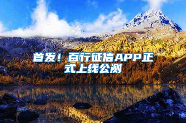 首发！百行征信APP正式上线公测