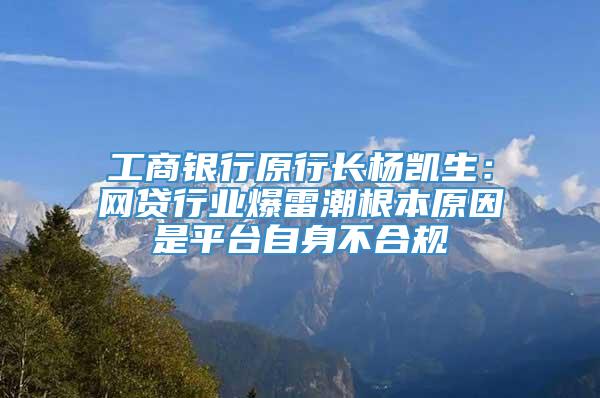 工商银行原行长杨凯生：网贷行业爆雷潮根本原因是平台自身不合规