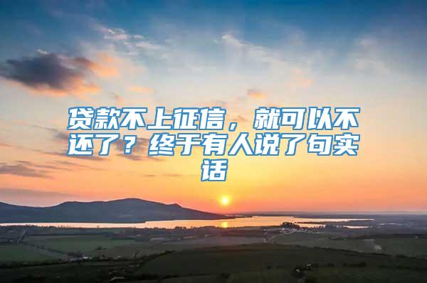 贷款不上征信，就可以不还了？终于有人说了句实话