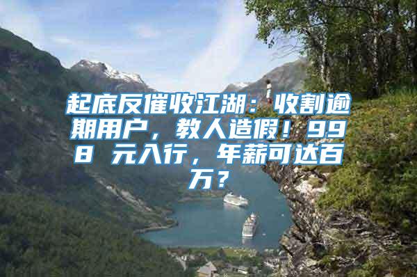 起底反催收江湖：收割逾期用户，教人造假！998 元入行，年薪可达百万？