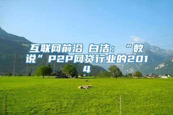 互联网前沿┃白洁：“数说”P2P网贷行业的2014