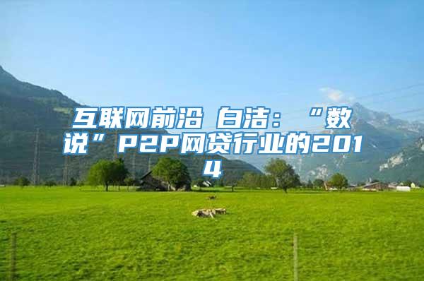 互联网前沿┃白洁：“数说”P2P网贷行业的2014