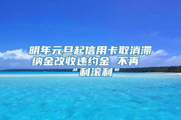 明年元旦起信用卡取消滞纳金改收违约金 不再“利滚利”