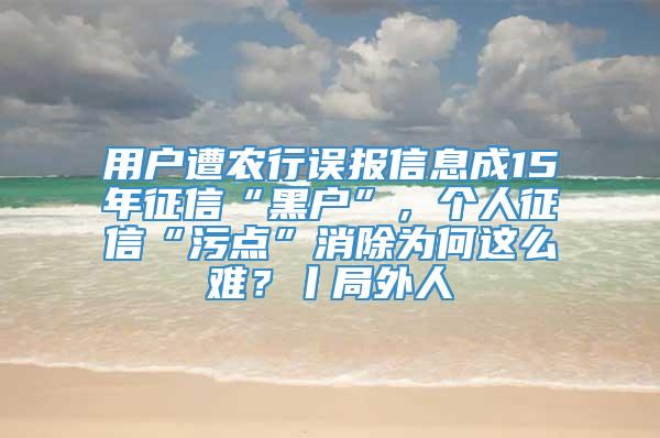 用户遭农行误报信息成15年征信“黑户”，个人征信“污点”消除为何这么难？丨局外人