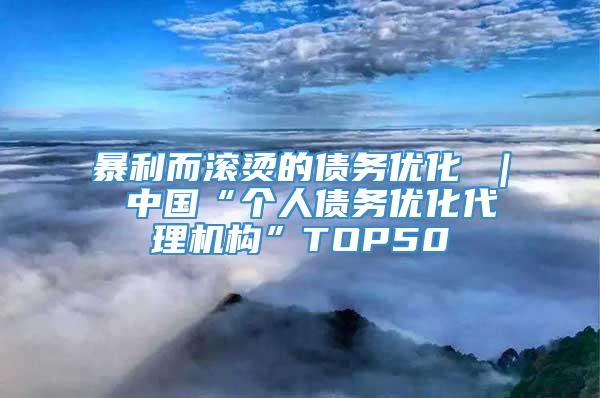 暴利而滚烫的债务优化 ｜ 中国“个人债务优化代理机构”TOP50