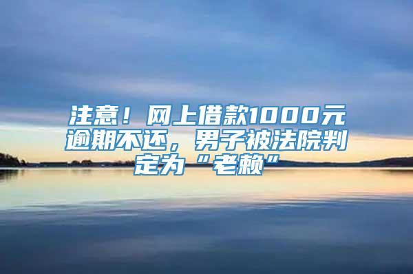 注意！网上借款1000元逾期不还，男子被法院判定为“老赖”