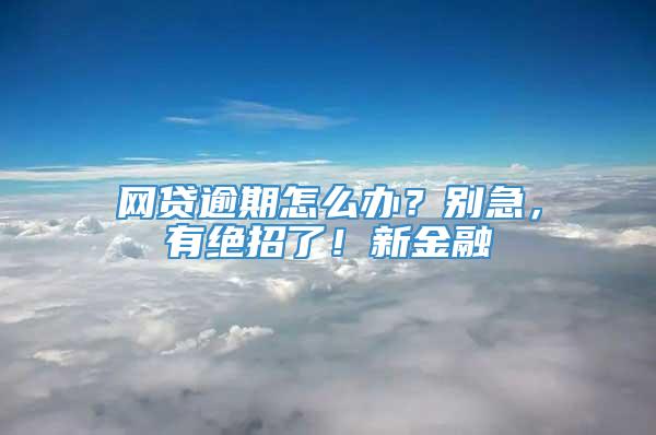 网贷逾期怎么办？别急，有绝招了！新金融