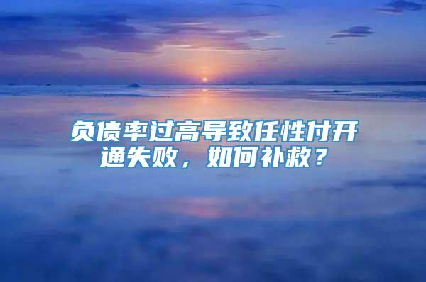 负债率过高导致任性付开通失败，如何补救？