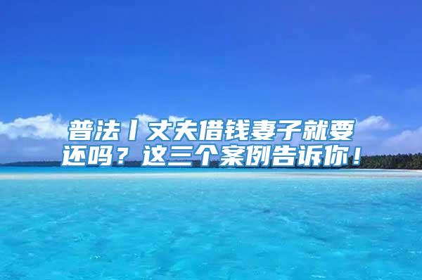 普法丨丈夫借钱妻子就要还吗？这三个案例告诉你！