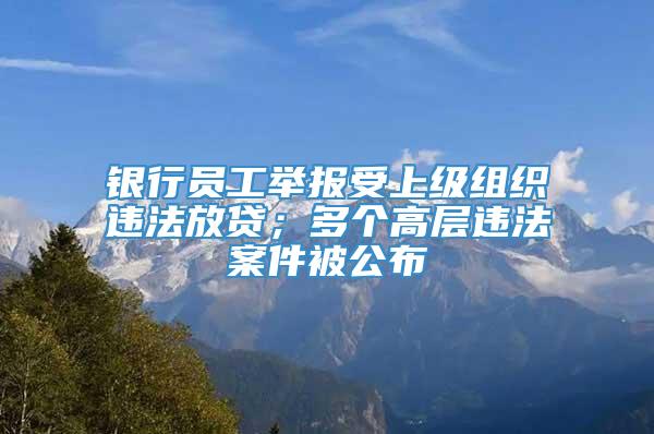 银行员工举报受上级组织违法放贷；多个高层违法案件被公布