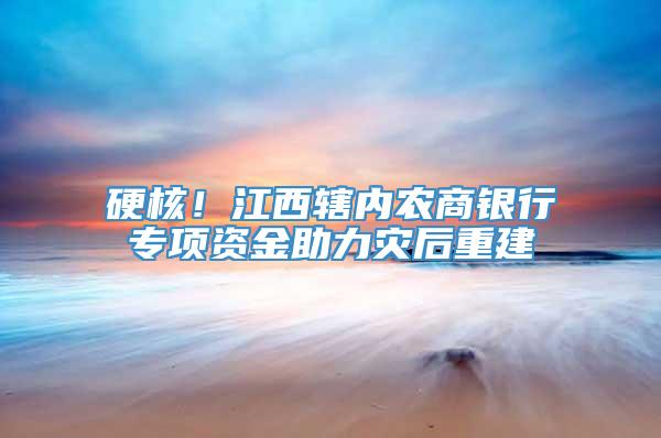 硬核！江西辖内农商银行专项资金助力灾后重建