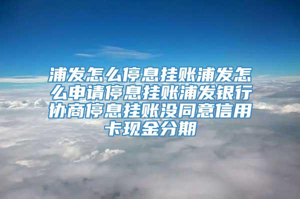 浦发怎么停息挂账浦发怎么申请停息挂账浦发银行协商停息挂账没同意信用卡现金分期