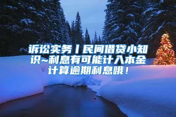 诉讼实务丨民间借贷小知识~利息有可能计入本金计算逾期利息哦！