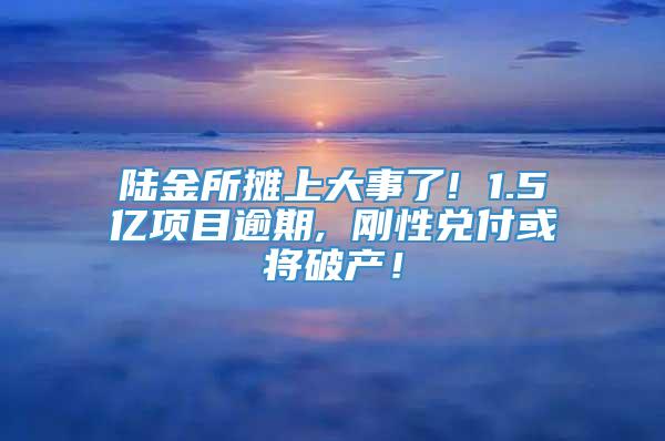 陆金所摊上大事了! 1.5亿项目逾期, 刚性兑付或将破产！