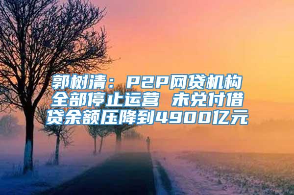 郭树清：P2P网贷机构全部停止运营 未兑付借贷余额压降到4900亿元