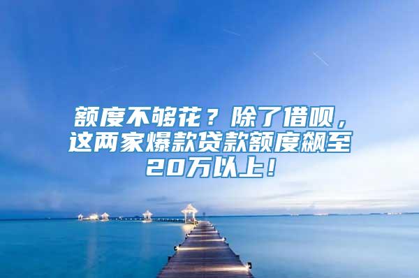 额度不够花？除了借呗，这两家爆款贷款额度飙至20万以上！