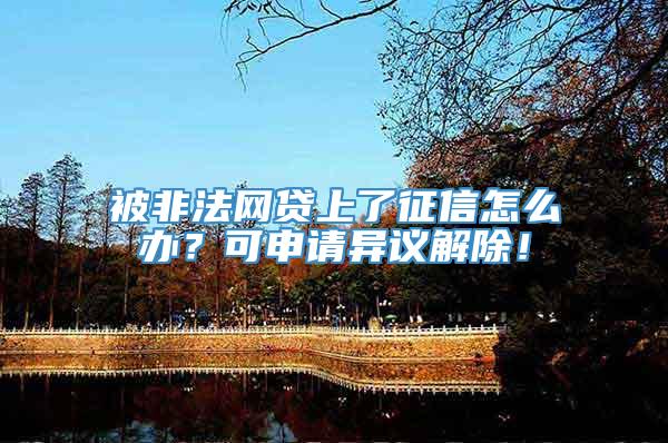 被非法网贷上了征信怎么办？可申请异议解除！