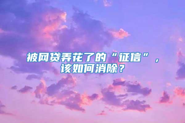 被网贷弄花了的“征信”，该如何消除？