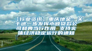 【行业资讯】重庆地金:关于进一步发挥小额贷款公司和典当行作用 支持实体经济稳定运行的通知