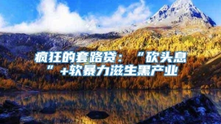 疯狂的套路贷:“砍头息”+软暴力滋生黑产业