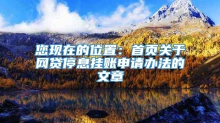您现在的位置:首页关于网贷停息挂账申请办法的文章