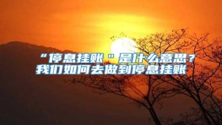 “停息挂账"是什么意思?我们如何去做到停息挂账