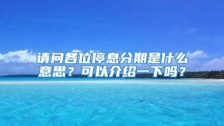 请问各位停息分期是什么意思？可以介绍一下吗？