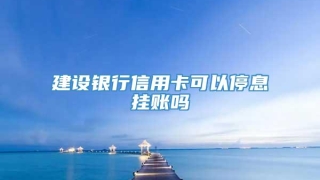 建设银行信用卡可以停息挂账吗
