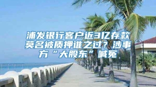 浦发银行客户近3亿存款莫名被质押谁之过?涉事方“大股东”喊冤