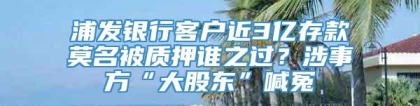 浦发银行客户近3亿存款莫名被质押谁之过？涉事方“大股东”喊冤