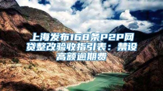 上海发布168条P2P网贷整改验收指引表：禁设高额逾期费
