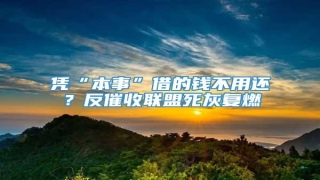 凭“本事”借的钱不用还?反催收联盟死灰复燃