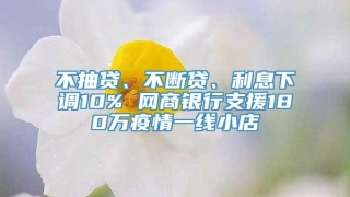 不抽贷、不断贷、利息下调10% 网商银行支援180万疫情一线小店
