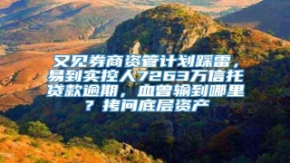 又见券商资管计划踩雷,易到实控人7263万信托贷款逾期,血曾输到哪里?拷问底层资产