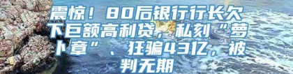 震惊！80后银行行长欠下巨额高利贷，私刻“萝卜章”、狂骗43亿，被判无期