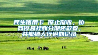 民生信用卡 停止催收，协商停息挂账分期还款要，并撤销人行逾期记录
