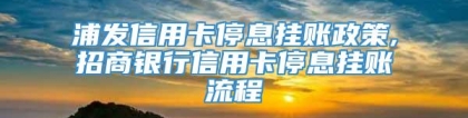 浦发信用卡停息挂账政策,招商银行信用卡停息挂账流程